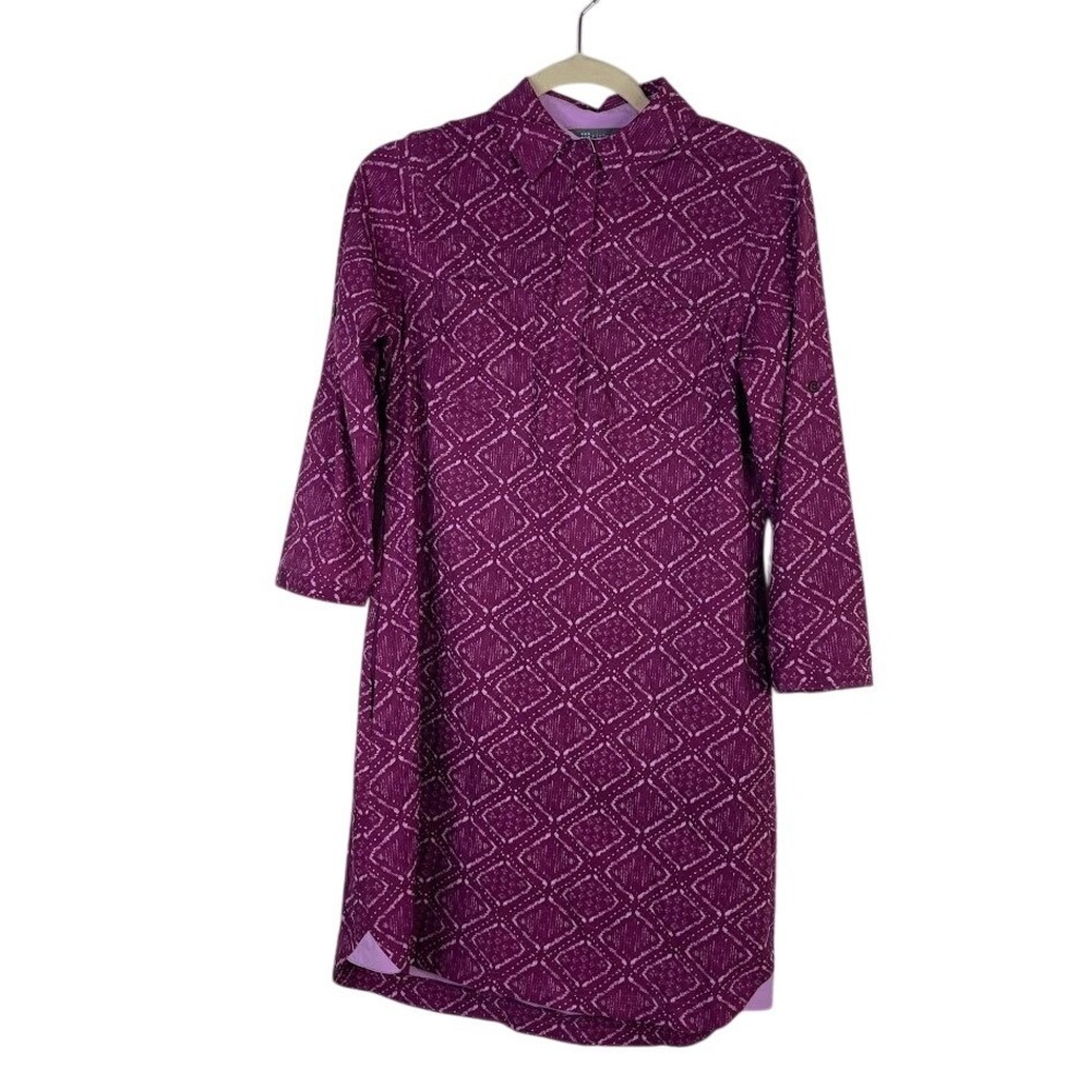 Title Nine Womens XS‎ Nimblene Dress Geometric Purple Zip Up Athleisure Hiking